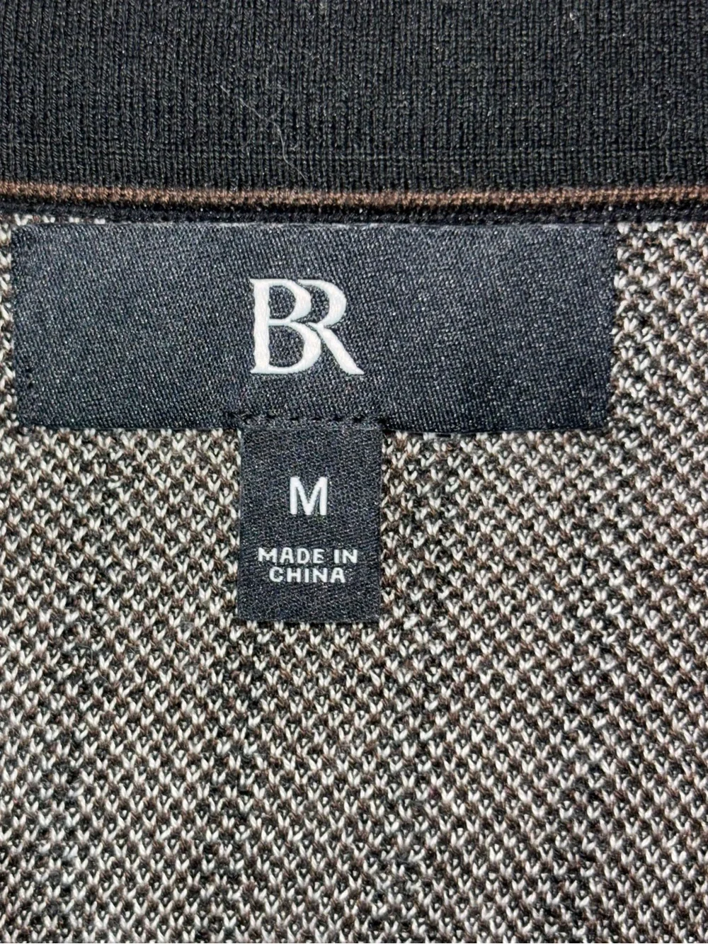 Banana Republic Retro Sweater Polo Mens M Button Black Striped Camp Collar